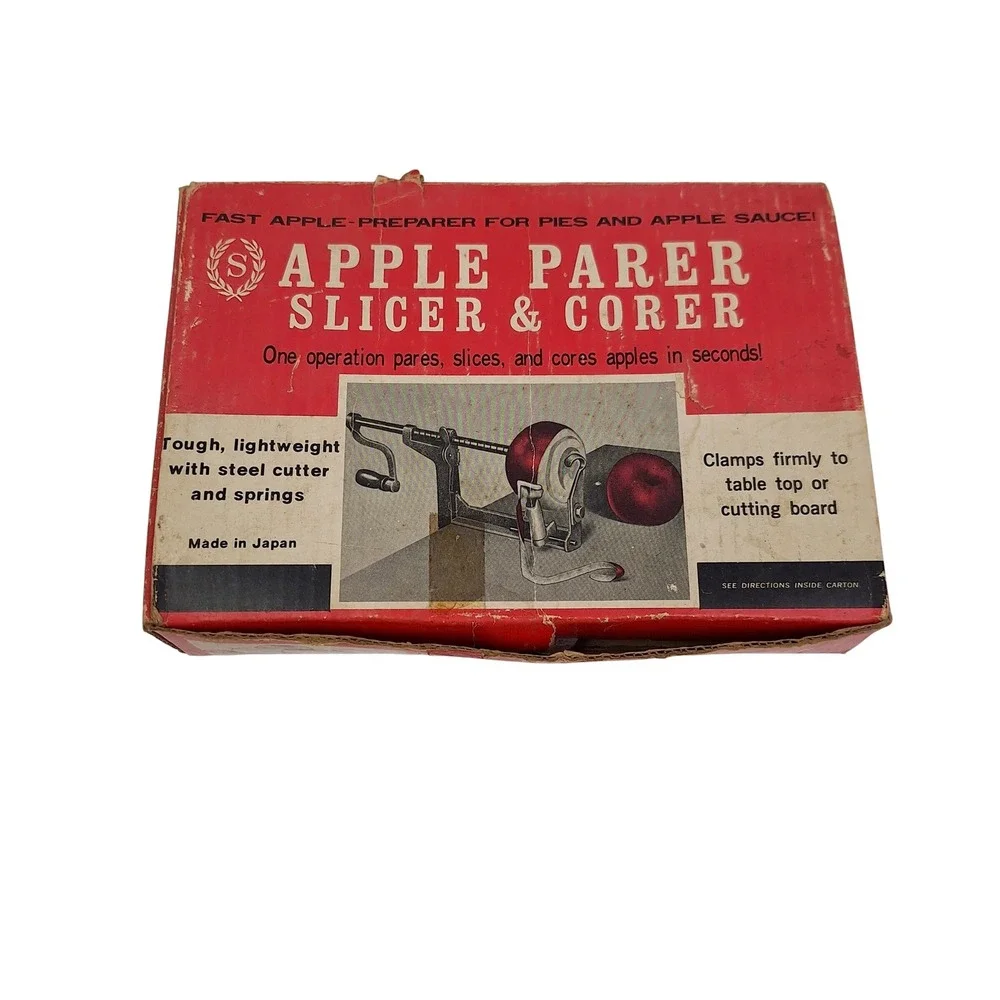 Vintage Sheffield's Apple Parer Slicer Corer Green Metal Hand Crank Japan